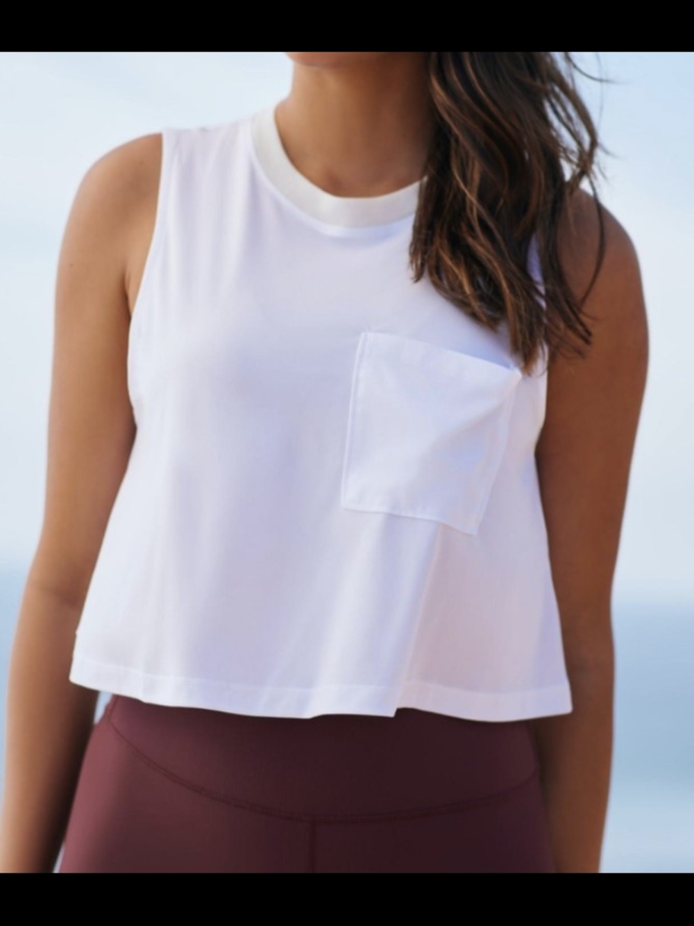 FP Movement by Free People White Cropped Pocket Tank